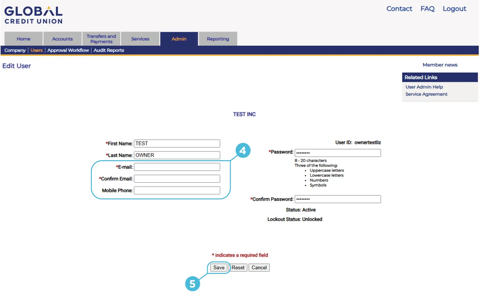 MFA example edit users